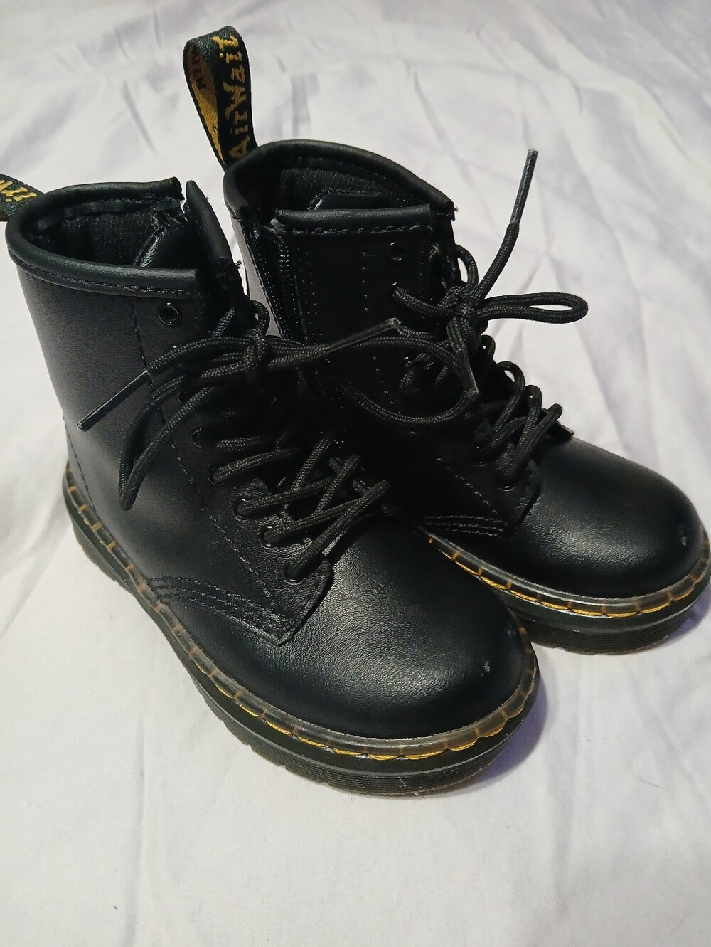 Dr. Martens Kids Zavala Combat Boots -Black- Toddler Size 9 (With Side Zip)